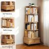 5 Tier Rotating Bookshelf, 360° Display Round Spinning Bookshelf with Wheels, Space-Saving, Small Space Rotating Bookshelf Tower for Bedroom