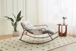 Rocking Chair with Extra-Wide Technical leather Upholstered Gliding Chair Boucle Reclining Chair