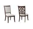 Traditional Dining Side Chairs Set of 2pc, Cherry Finish Wooden Beige Upholstered Seat Formal Chairs Dinng Room Furniture