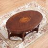 Gexpusm Oval Coffee Tables; Natural Wood Coffee Table; Round Solid Wood Center Large Panel Coffee Tables for Living Room; with Storage Cherry Red 46x2
