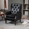 COOLMORE Wood Frame Armchair, Modern Accent Chair Lounge Chair with Sturdy Wood Legs for Living Room Bedroom (Black PU)