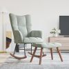 Rocking Chair With Stool Light Gray Velvet Medium Rocking Chair