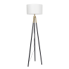 Sway Brassed Gold Floor Lamp with On/Off Switch Triple Legs White Fabric Shade