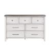 White and Gray Finish 1pc Bedroom Dresser of 7 Drawers Classic Design Wooden Furniture