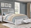 Antique White and Gray Finish Queen Platform Bed with Footboard Storage Classic Design Wooden Furniture 1pc