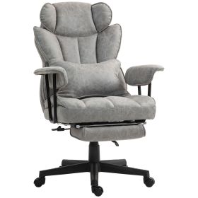 HOMCOM Executive Office Chair, 400LBS Big and Tall Office Chair with Foot Rest, Microfiber Computer Desk Chair with Lumbar Support