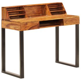 Desk Natural Wood Solid Acacia Wood and Powder Coated Steel