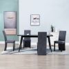 Dining Chair Set of 4 Grey Faux suede and wood Standard Modern