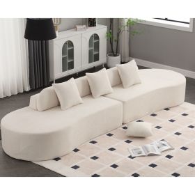 Modern curved combination sofa, terrycloth fabric sofa, minimalist sofa in living room, apartment, no assembly required