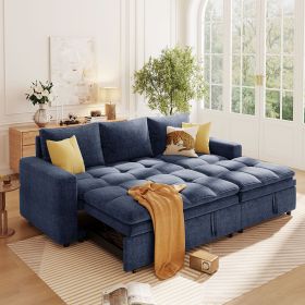 U_STYLE Soft Upholstered Sectional Sofa Bed with Storage Space, Suitable for Living Rooms and Apartments.