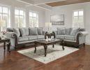Hernen Carved Wood Frame Gray Sofa and Loveseat Set