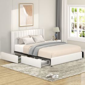 Same as B083119691 Anda Queen Size Ivory Boucle Upholstered Platform Bed with Patented 4 Drawers Storage, Tufted Headboard