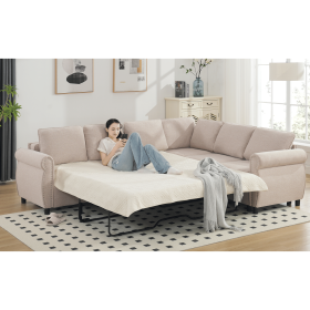 [NEW ARRIVED] [VIDEO PROVIDED] Sleeper Sofa, 2 in 1 Pull Out Couch Bed,6 seater sofa bed, L Shaped Sleeper Sectional Sofa Couch,Riveted sofa