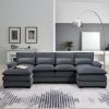 109.8*55.9" Modern U-shaped Sectional Sofa with Waist Pillows,6-seat Upholstered Symmetrical Sofa Furniture