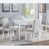 5 Piece Wooden Dining Table Set, Kitchen Table Set with a Rectangular Table and 4 Upholstered Chairs
