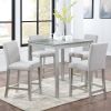5 Piece Counter Height Table Set, Wooden Kitchen Table Set with Square Table and 4 Upholstered Chairs