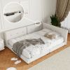 Upholstered Queen Size platform bed with USB Ports, Beige