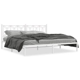 Bed Frame White Steel Full Bed Bed Frame Rectangular Modern