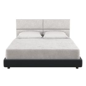 Jaxx Panelist Modern Padded Headboard – Set of 4 Wall Mounted Panels (Each 11.25" x 30") - Queen, Limestone Grey Microvelvet