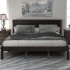 Platform Bed Frame with Headboard ;  Wood Slat Support ;  No Box Spring Needed ; Queen; Espresso
