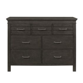 1pc Charcoal Gray Finish 7 Drawers Dresser Transitional Style Wooden Bedroom Furniture