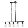 VEVOR 5-Light Kitchen Island Pendant Lights, 60W, Adjustable Dining Room Light Fixture with Clear Glass Lampshade 4 Rods 2 Metal Chains