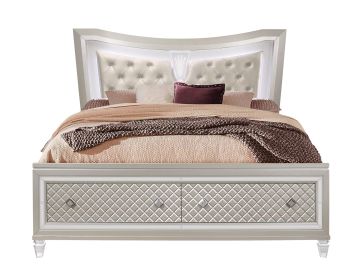 CROSS GLAM CHAMPAGNE KING BED WITH LED
