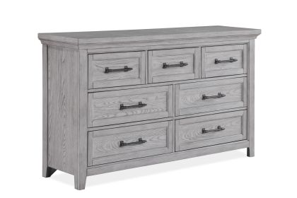 Contemporary Light Gray Finish 1pc Dresser Wooden Bedroom Furniture Metal Pull Furniture