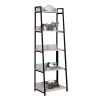 Natural and Black Ladder 5-tier Bookshelf