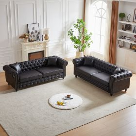 FX 3 Seats + 3 Seats Combo Sofa Modern living room sofa with solid wood frame and wooden feet, 4 cushions, apartment sofa furniture for living room