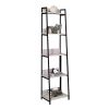 Natural and Black 5-tier Ladder Bookshelf
