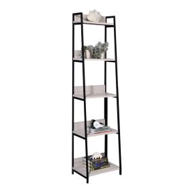 Natural and Black 5-tier Ladder Bookshelf