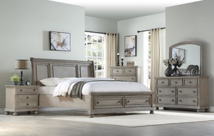 Antique Gray King Storage Bed