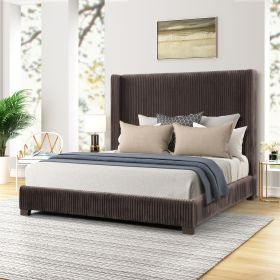King Upholstered Bed in a Box Dark Brown
