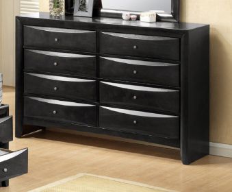 1Pc Contemporary 8 Drawer Dresser Black Finish Solid Wood Wooden Bedroom Furniture