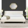 Aspen Vertical Tufted Headboard Platform Bed Set, King, Cloud White Performance Velvet