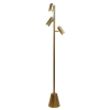 Lumina Brassed Gold Floor Lamp with Rotary Switch Triple Spots Metal Cone Base
