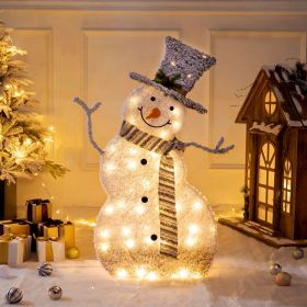 Christmas Snowman Decoration LED Light Collapsible Battery Operated Lighted Snowman Indoor Outdoor Garden Light with Removable Hands Scarf (Not I