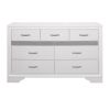 Modern Glam Dresser of 7 Drawers White and Silver Glitter Hidden Jewelry Drawers Ball Bearing Glides Modern Wooden Bedroom Furniture