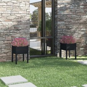 Planter Set of 2 Black Solid pinewood Large Built to Last