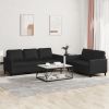 Sofa Set Black Faux leather, metal, textilene, plywood