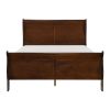 Brown Cherry Finish Louis Philippe Style 1pc Queen Size Sleigh Bed Traditional Design
