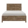 Weathered Pine Finish 1pc Queen Bed Modern Line Pattern Rusticated Style Bedroom Furniture