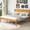 Platform Bed Frame with Headboard, Wood Slat Support, No Box Spring Needed, Queen, Oak