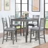 5 Piece Dining Table Set, Wooden Dining Square Table Set for 4