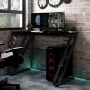 Gaming Desk Black Engineered wood Medium Ergonomic Gaming Desk