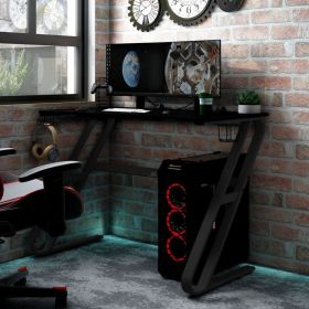 Gaming Desk Black Engineered wood Medium Ergonomic Gaming Desk