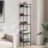 Bookshelf Smoked Oak Engineered Wood 5-Tier, Tall, Narrow