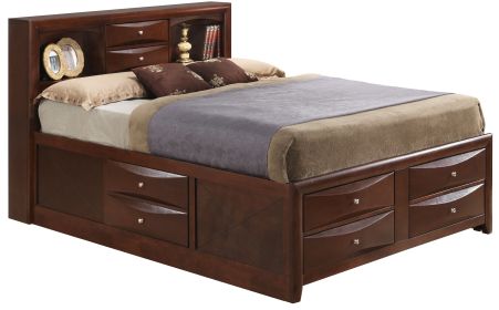 Stylish Queen Storage Bed In Cherry Finish