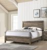 Grey Finish Fabric 1pc King Size Panel Bed Beautiful Wooden Bedroom Furniture Contemporary Style
